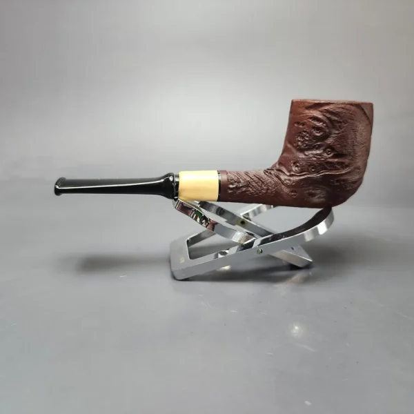 MBSD Briars by Piero Vitale Vintage Sandblasted Billiard w/ Boxwood Briar Pipe, New - Image 7