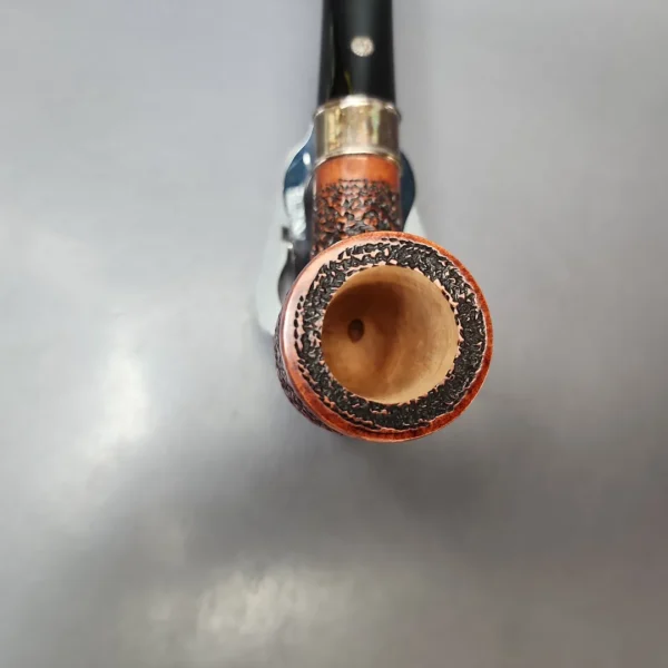 Mastro de Paja Unica Commissioner Rusticated Billiard w/ Silver Estate Briar Pipe, Unsmoked, 9mm - Image 5