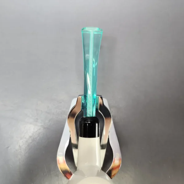 Smooth Bent Billiard w/ Blue Stem & Case Estate Block Meerschaum Pipe, Unsmoked - Image 6