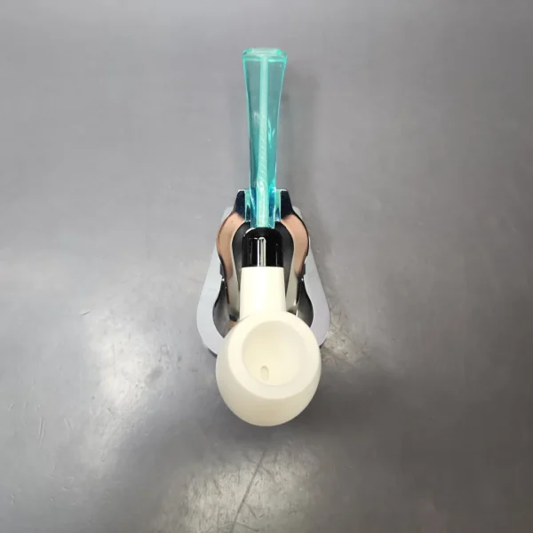 Smooth Bent Billiard w/ Blue Stem & Case Estate Block Meerschaum Pipe, Unsmoked - Image 7