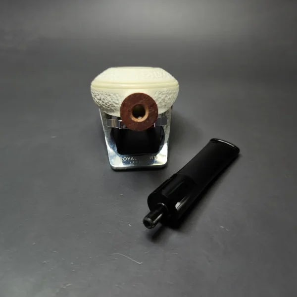 MBSD Meerschaum Deluxe Rusticated Squat Rhodesian Block Meerschaum Pipe, Briar-Mortise, New - Image 10