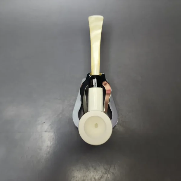 Smooth Billiard w/ Gold Stem & Case Estate Block Meerschaum Pipe, Unsmoked - Image 7