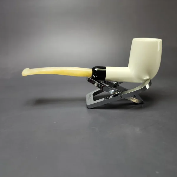 Smooth Billiard w/ Gold Stem & Case Estate Block Meerschaum Pipe, Unsmoked - Image 8