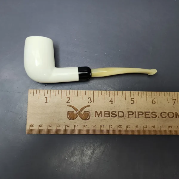 Smooth Billiard w/ Gold Stem & Case Estate Block Meerschaum Pipe, Unsmoked - Image 9
