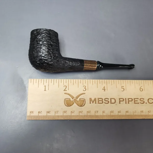 MBSD Briars by Vitale Black Rusticated Billiard w/ Zebrawood Briar Pipe, New - Image 8