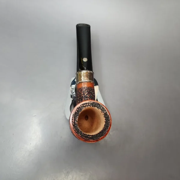 Mastro de Paja Unica Commissioner Rusticated Billiard w/ Silver Estate Briar Pipe, Unsmoked, 9mm - Image 7
