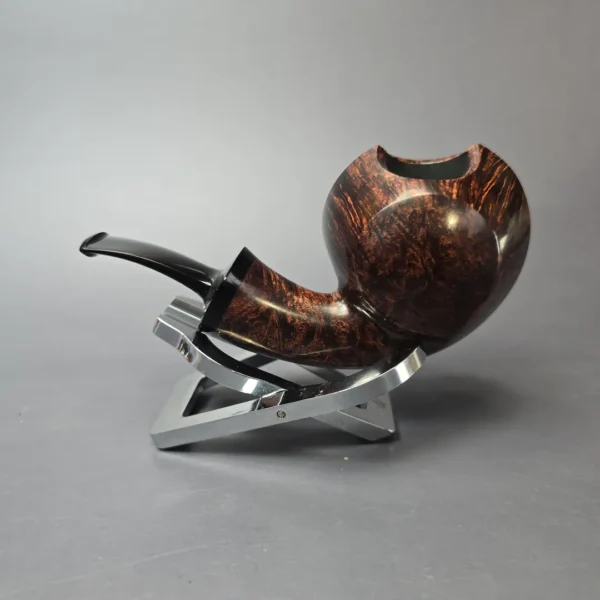 Wandi Riyadi Smooth Asymmetric Disc Blowfish Handmade Briar Pipe, New - Image 4
