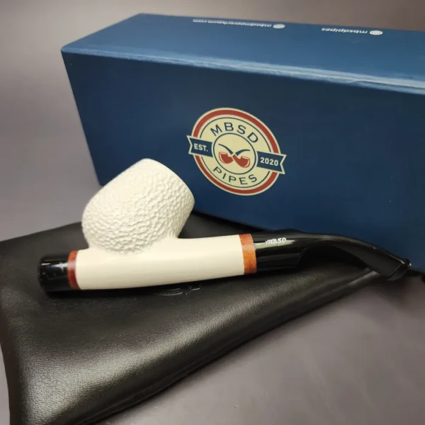 MBSD Meerschaum Deluxe Rusticated Cavalier Block Meerschaum Pipe, Briar-Mortise, New - Image 12