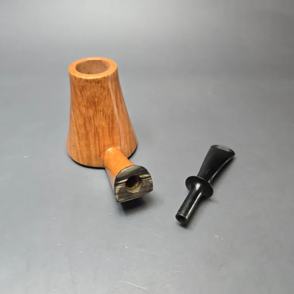 Piero Vitale Smooth Volcano w/ Buffalo Horn (Sun) Handmade Briar Pipe, New - Image 13