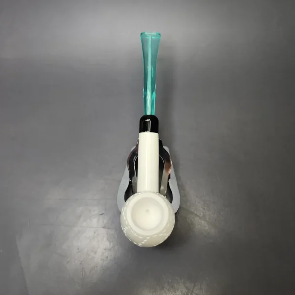 Partially Rusticated Apple w/ Green Stem & Case Estate Block Meerschaum Pipe, Unsmoked - Image 7