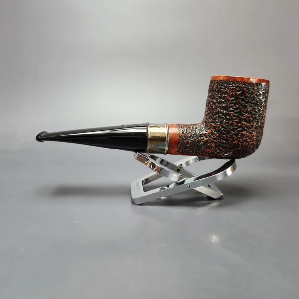 Mastro de Paja Unica Commissioner Rusticated Billiard w/ Silver Estate Briar Pipe, Unsmoked, 9mm - Image 8