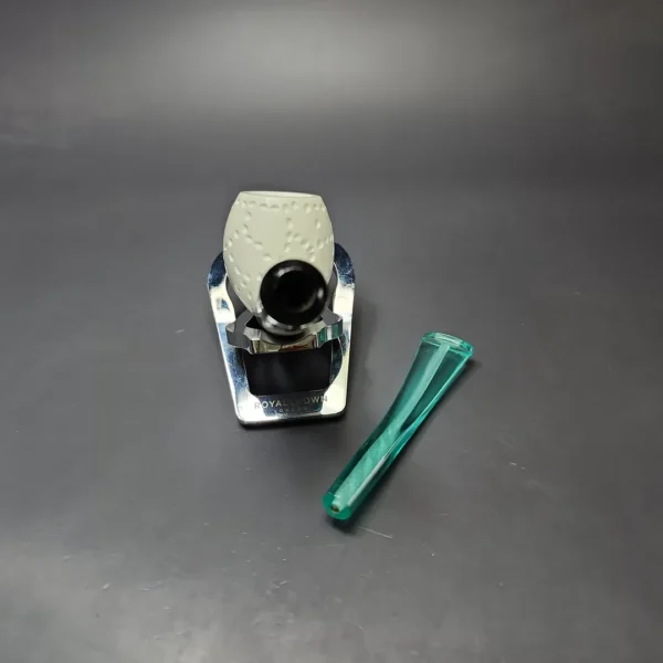 Partially Rusticated Apple w/ Green Stem & Case Estate Block Meerschaum Pipe, Unsmoked - Image 11