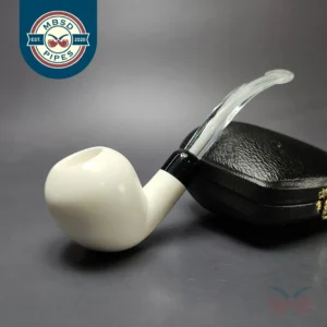 Smooth Apple w/ Translucent Stem & Case Estate Block Meerschaum Pipe, Unsmoked