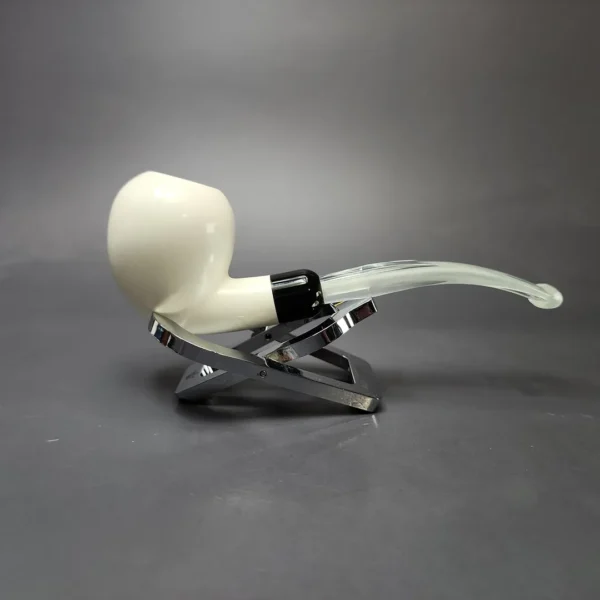 Smooth Apple w/ Translucent Stem & Case Estate Block Meerschaum Pipe, Unsmoked - Image 3
