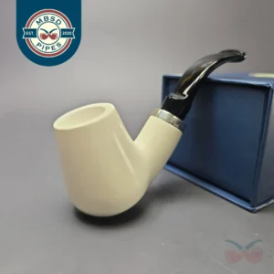 MBSD Meerschaum Silver Smooth Brandy Reverse Calabash Block Meerschaum Pipe, New