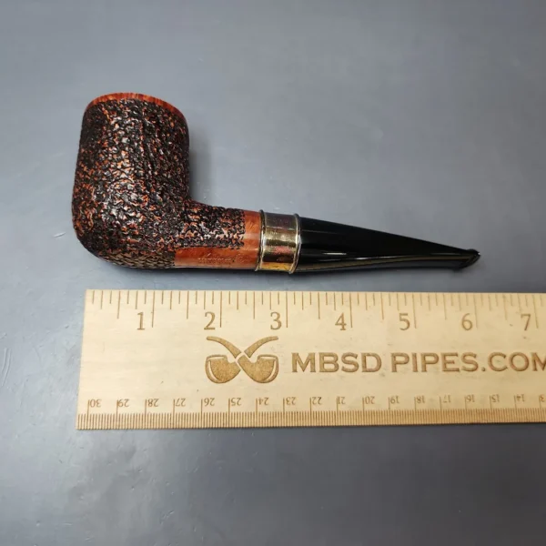 Mastro de Paja Unica Commissioner Rusticated Billiard w/ Silver Estate Briar Pipe, Unsmoked, 9mm - Image 9