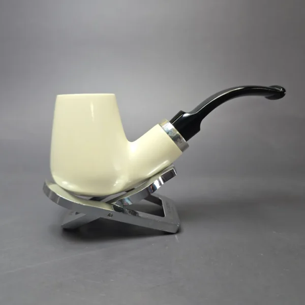MBSD Meerschaum Silver Smooth Brandy Reverse Calabash Block Meerschaum Pipe, New - Image 3