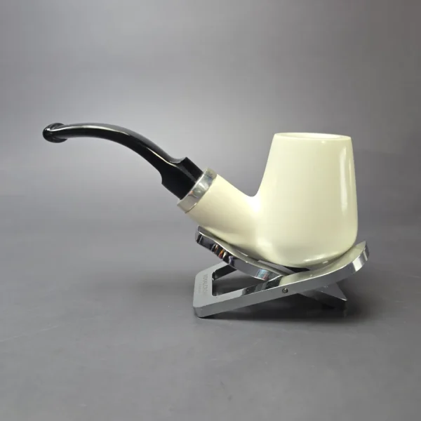 MBSD Meerschaum Silver Smooth Brandy Reverse Calabash Block Meerschaum Pipe, New - Image 5