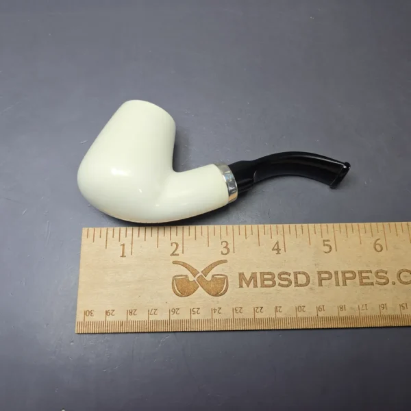 MBSD Meerschaum Silver Smooth Brandy Reverse Calabash Block Meerschaum Pipe, New - Image 8