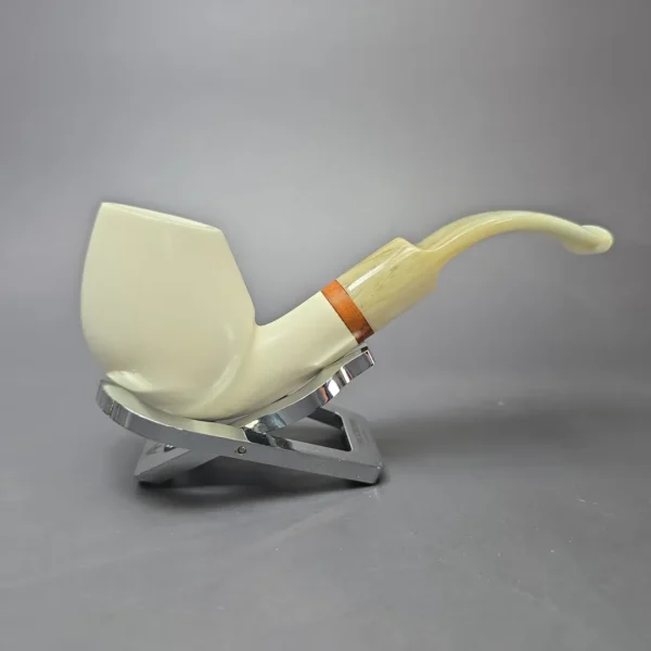 MBSD Meerschaum Deluxe Smooth Egg Block Meerschaum Pipe, Briar-Mortise - Image 3