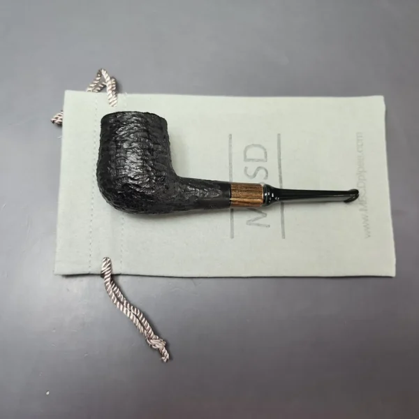 MBSD Briars by Vitale Black Rusticated Billiard w/ Zebrawood Briar Pipe, New - Image 11