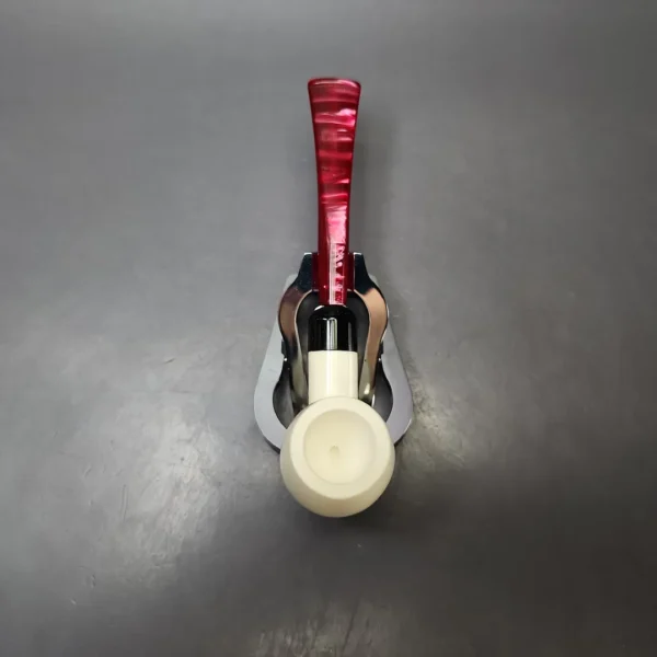 Smooth Egg w/ Red Stem & Case Estate Block Meerschaum Pipe, Unsmoked - Image 7