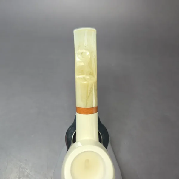 MBSD Meerschaum Deluxe Smooth Egg Block Meerschaum Pipe, Briar-Mortise - Image 7