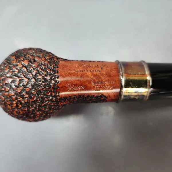 Mastro de Paja Unica Commissioner Rusticated Billiard w/ Silver Estate Briar Pipe, Unsmoked, 9mm - Image 11