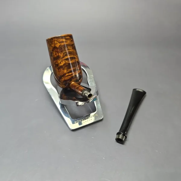 Piero Vitale Smooth Pencil Shank Chimney w/ Horn (Moon) Handmade Briar Pipe, New - Image 11