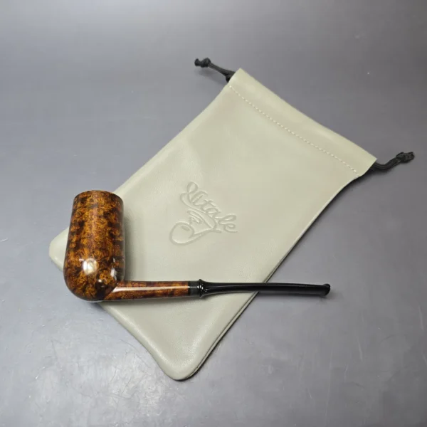 Piero Vitale Smooth Pencil Shank Chimney w/ Horn (Moon) Handmade Briar Pipe, New - Image 12