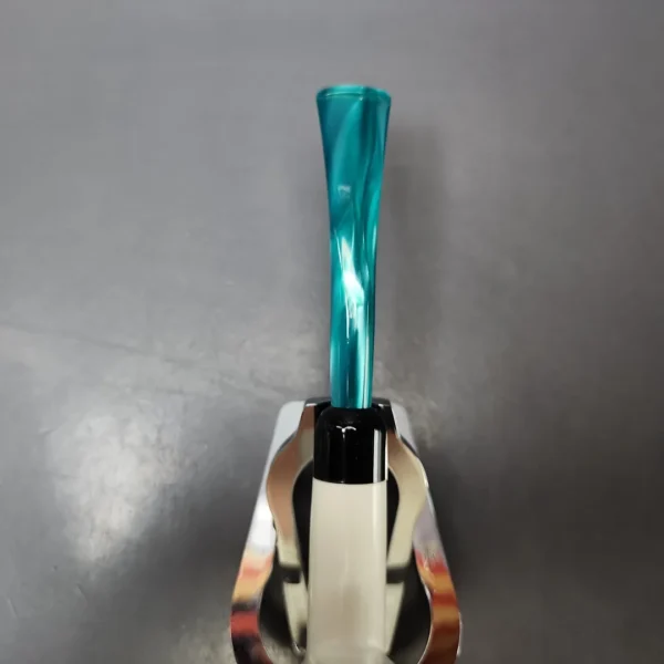 Smooth Bent Billiard w/ Blue Stem & Case Estate Block Meerschaum Pipe, Unsmoked - Image 6