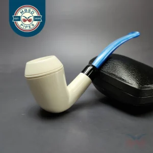 Smooth Stack Rhodesian Estate Block Meerschaum Pipe w/ Case, Unsmoked