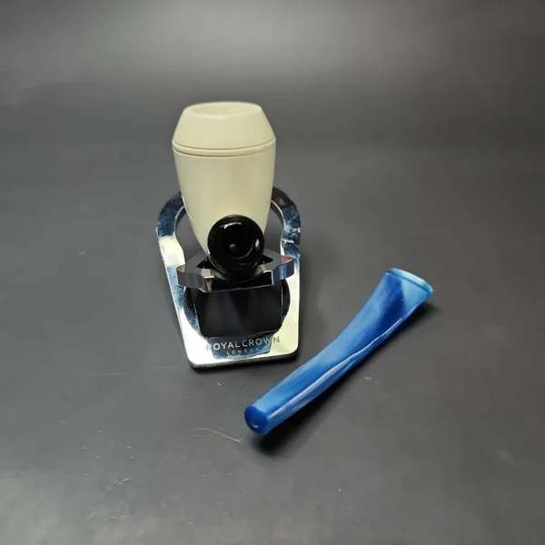 Smooth Stack Rhodesian Estate Block Meerschaum Pipe w/ Case, Unsmoked - Image 12