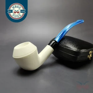 Smooth Rhodesian Estate Block Meerschaum Pipe w/ Case, Unsmoked