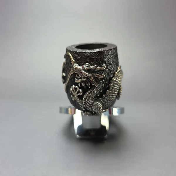 Dunhill 2014 Shell Briar 4103 Dragon w/ Silver & Rubies Estate Briar Pipe, Unsmoked - Image 7