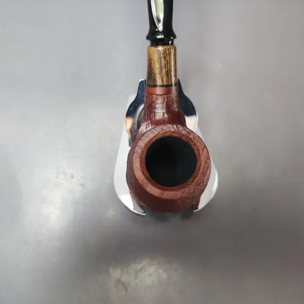 MBSD Briars by Piero Vitale Red Sandblasted Brandy w/ Zebrawood Briar Pipe, New - Image 4