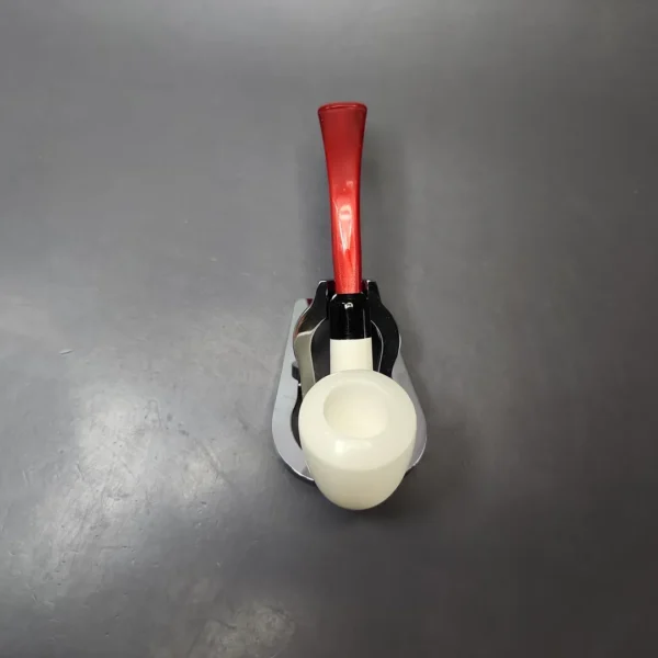 Smooth Bent Billiard Estate Block Meerschaum Pipe w/ Case, Unsmoked - Image 7