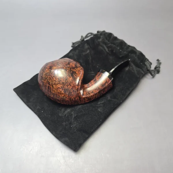 Wandi Riyadi Smooth Asymmetric Disc Blowfish Handmade Briar Pipe, New - Image 12