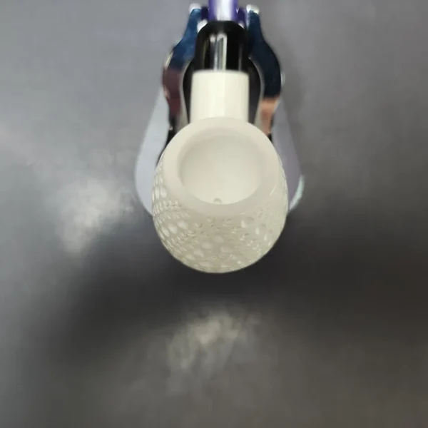 Lattice Apple w/ Blue Stem & Case Estate Block Meerschaum Pipe, Unsmoked - Image 6