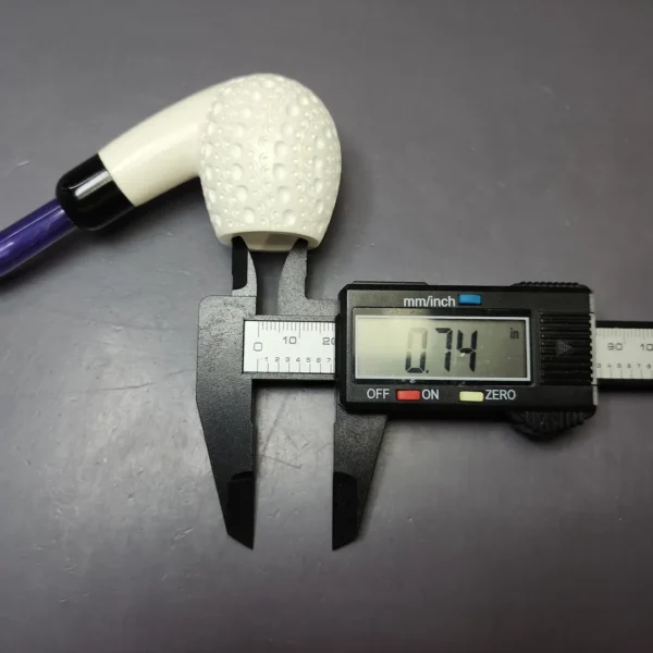 Lattice Apple w/ Blue Stem & Case Estate Block Meerschaum Pipe, Unsmoked - Image 11