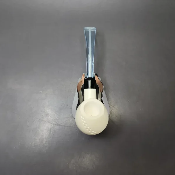 Partial Lattice Apple w/ Blue Stem & Case Estate Block Meerschaum Pipe, Unsmoked - Image 7