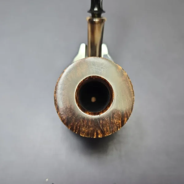 Piero Vitale Partially Sandblasted Dublin Pickaxe w/ Horn (2 Star) Handmade Briar Pipe, New - Image 6