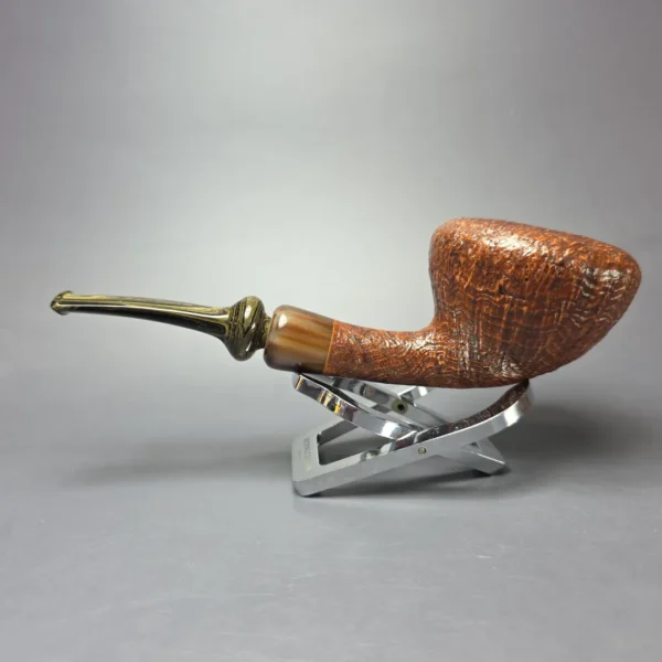 la Biota XL Sandblasted Danish Dublin w/ Horn Handmade Briar Pipe, New - Image 4