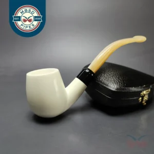 Smooth Apple w/ Yellow Stem & Case Estate Block Meerschaum Pipe, Unsmoked