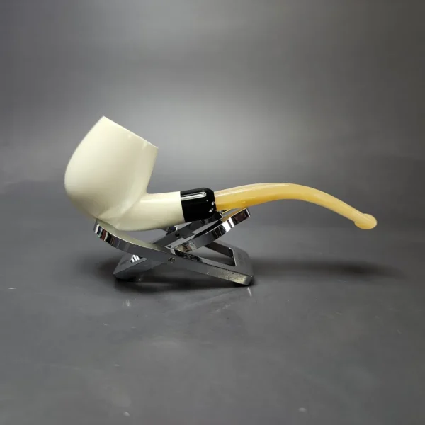 Smooth Apple w/ Yellow Stem & Case Estate Block Meerschaum Pipe, Unsmoked - Image 3