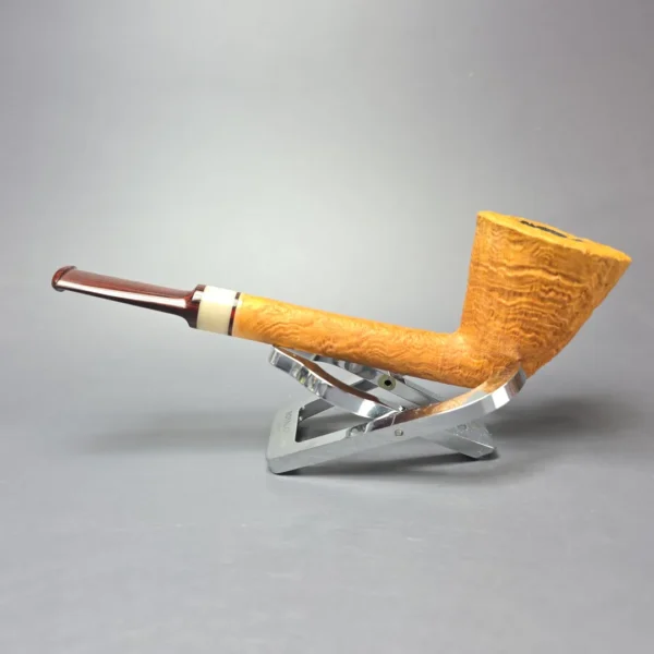 Brentegani Sandblasted Long Shank Dublin w/ Horn Handmade Briar Pipe, New - Image 4