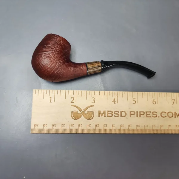MBSD Briars by Piero Vitale Red Sandblasted Brandy w/ Zebrawood Briar Pipe, New - Image 8