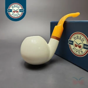MBSD Meerschaum Deluxe Smooth Apple Block Meerschaum Pipe, Briar-Mortise, New