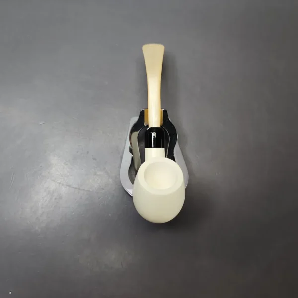 Smooth Apple w/ Yellow Stem & Case Estate Block Meerschaum Pipe, Unsmoked - Image 7