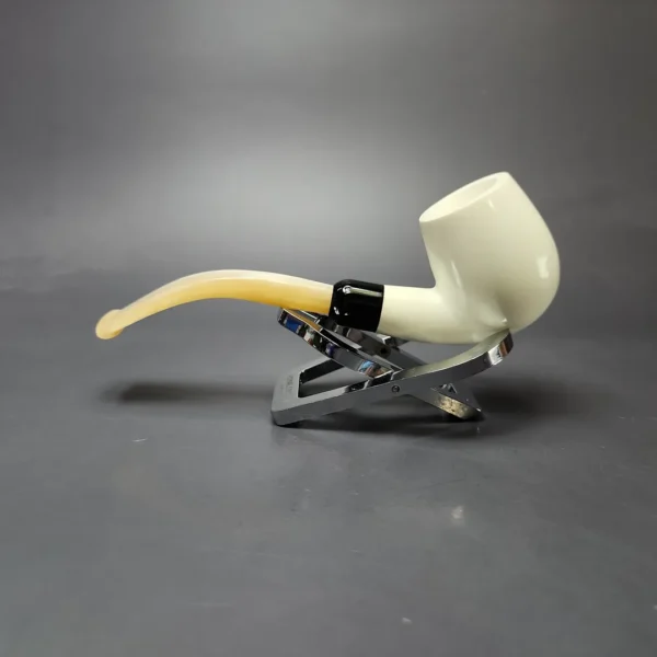 Smooth Apple w/ Yellow Stem & Case Estate Block Meerschaum Pipe, Unsmoked - Image 8